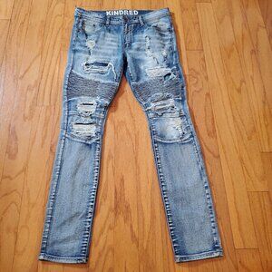 Kindred Premium Denim Jeans Mens 32 X 32 Md Indigo Button Skinny Fit